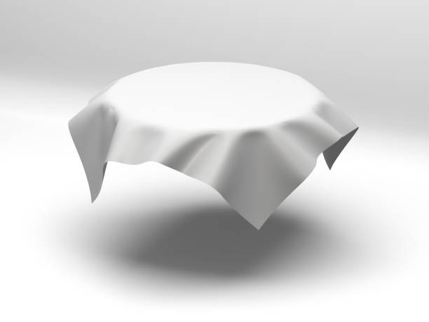 istock White silk elegance tablecloth. Trade show exhibition 1132281835