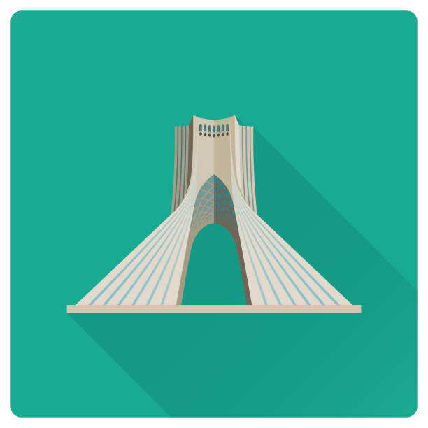 tahran 'da azadi kulesi, iran, düz tasarım simgesi - iran stock illustrations