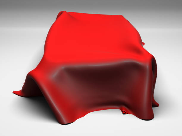 istock Red silk elegance tablecloth. Trade show exhibition 1132281895