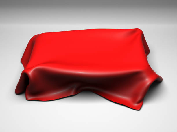 istock Red silk elegance tablecloth. Trade show exhibition 1132282604