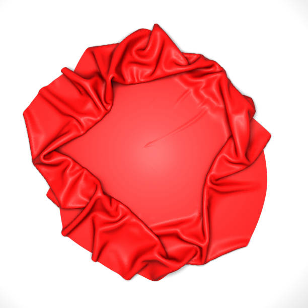 istock Red silk elegance tablecloth. Trade show exhibition 1132282614