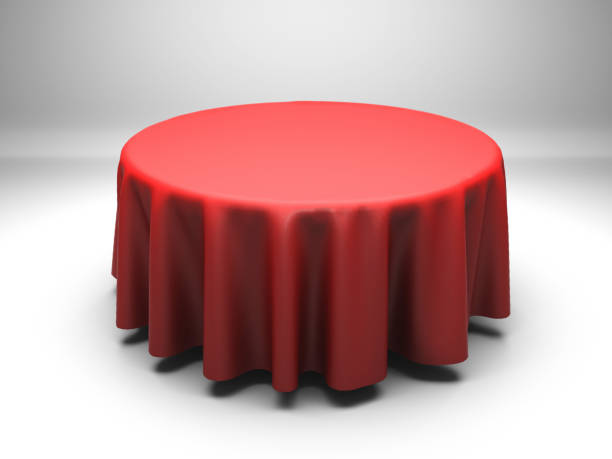 istock Red silk elegance tablecloth. Trade show exhibition 1132282904