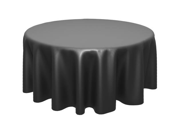 istock Black silk elegance tablecloth. Trade show exhibition 1132283223