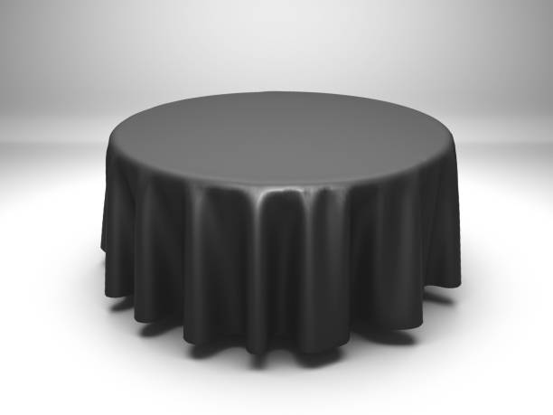 istock Black silk elegance tablecloth. Trade show exhibition 1132283475