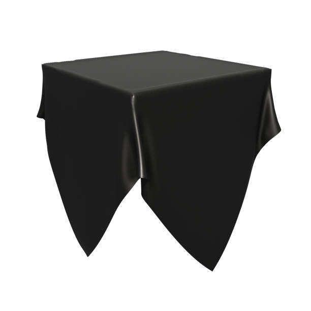 istock Black silk elegance tablecloth. Trade show exhibition 1132284066