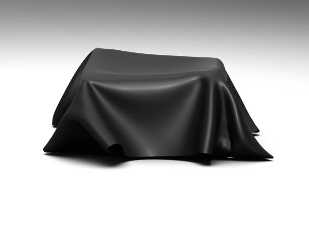 istock Black silk elegance tablecloth. Trade show exhibition 1132284104