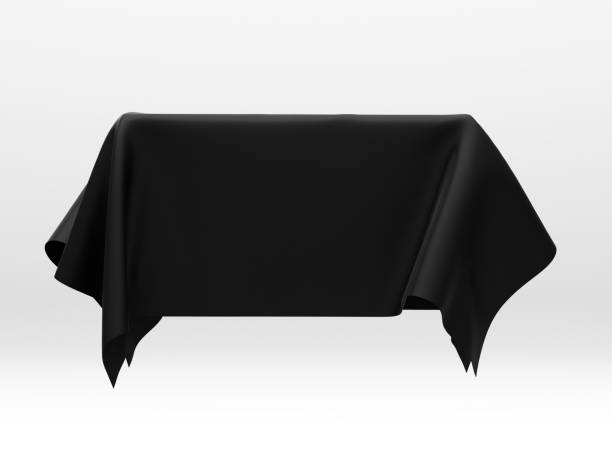 istock Black silk elegance tablecloth. Trade show exhibition 1132284130