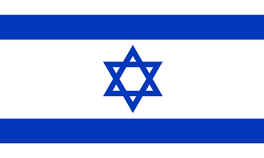 Israel Flag, Vector image and icon