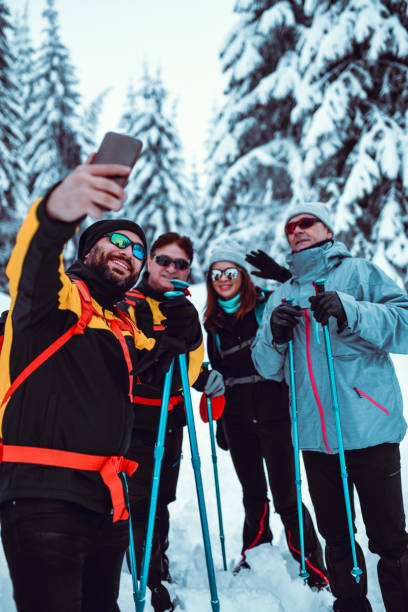 istock Snow Hikers Crew Taking a Snowy Selfie 1132285122