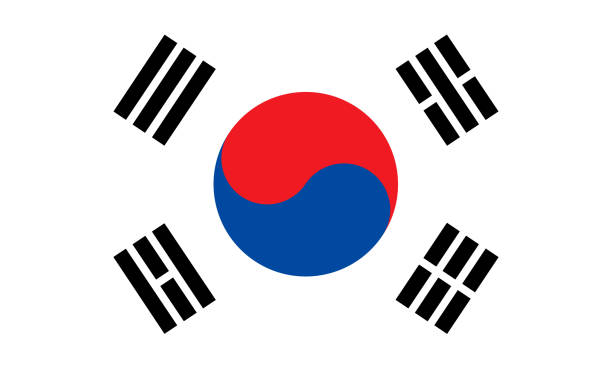illustrations, cliparts, dessins animés et icônes de drapeau de la corée du sud - corée