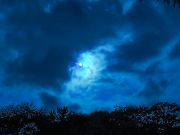 A moon-looking sun floating in a cloud of dim sky.