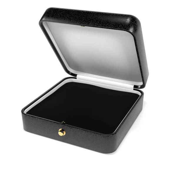 Jewelry box. Black open box with velvet lining. 3d rendering illustration