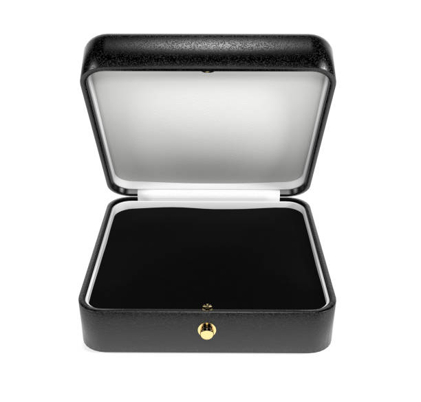 istock Jewelry box. Black open box with velvet lining. 3d rendering illustration 1132289679