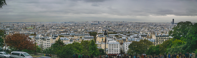 PARIS, FRANCE - 02 OCTOBER 2018: Panorama of Paris , view from Sacre Sour cathedral.
