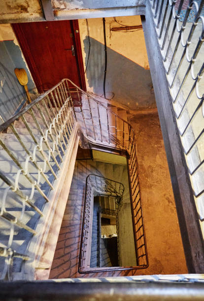 istock Old wooden steps in the old building 1132291075