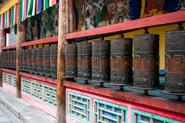 istock Metal Praying Cylinders In A Buddhist Temple. 1132292892