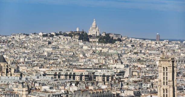 paris, france-02 octobre 2018: la basilique du sacré-cœur (sacre cur basilica). montmartre, paris, france. vue de la cathédrale notre dame - sacré cur basilica photos et images de collection