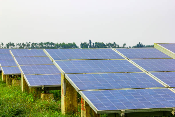 istock Solar power and photovoltaic panels under the blue sky white clouds. 1132293178