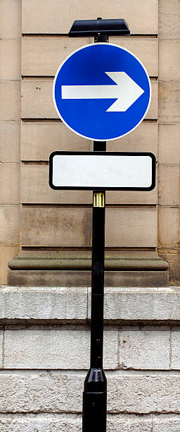 istock blank sign with arrow  above add your message 113229343