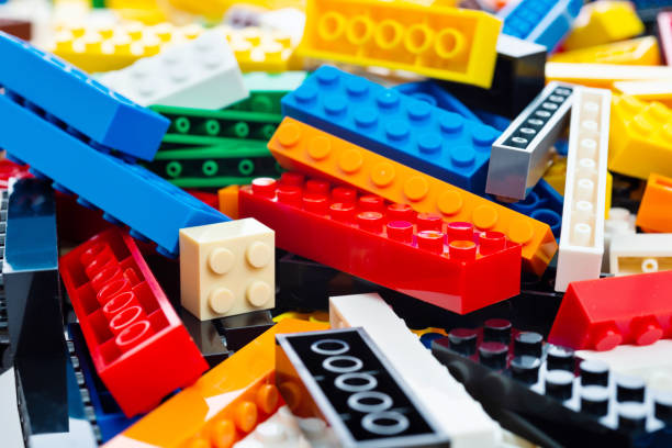 istock Heap of plastic block toy background 1132296919