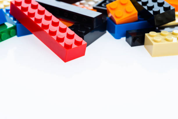istock Heap of plastic blocks on white background 1132297884