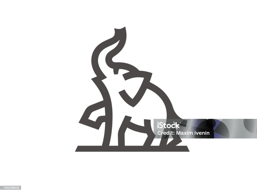 Elephant sign template, linear style. Vector format. Elephant sign template, linear style. Vector format, available for editing. Black and white version on white background. Elephant stock vector
