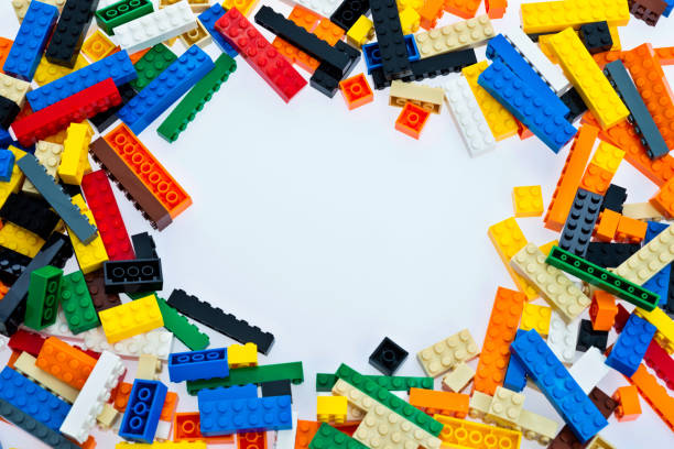istock Heap of plastic blocks on white background 1132298730