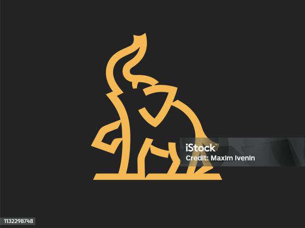 Elephant Sign Template Linear Style Vector Format Stock Illustration - Download Image Now