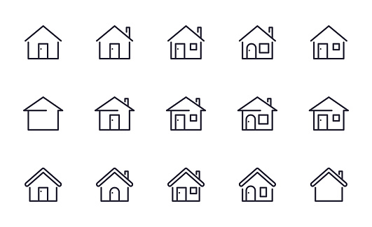 Home icons set outline style