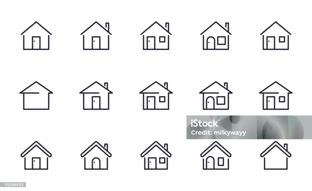 Home icons set outline style House stock vector