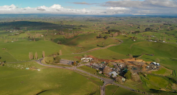 Hills and coutryside of Matamata, New Zealand. Aerial view on a sunny winter day Hills and coutryside of Matamata, New Zealand. Aerial view on a sunny winter day. matamata new zealand stock pictures, royalty-free photos & images