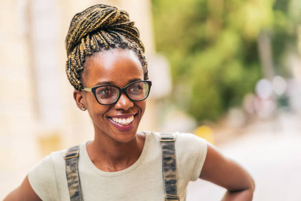 istock Smiling african woman with eyeglasses 1132305795