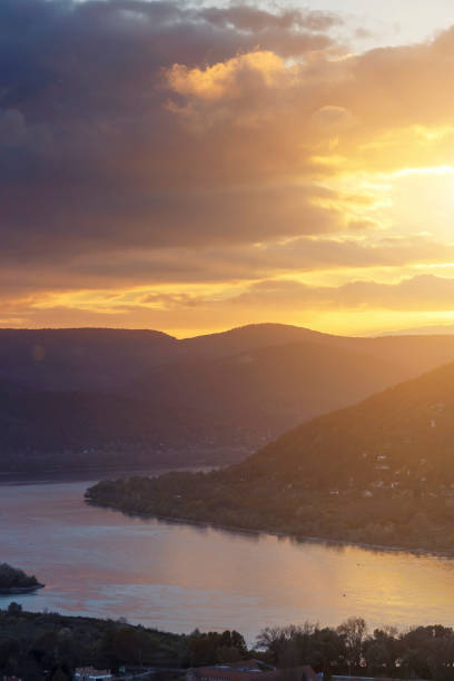 istock Idyllic sunset over the Danube River Bend (Dunakanyar) in Hungary 1132308933