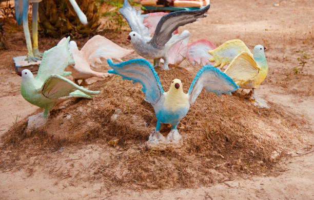 Clay made artificial birds around a park Clay made colourful artificial birds around a park unique photo polymer clay sweets stock pictures, royalty-free photos & images