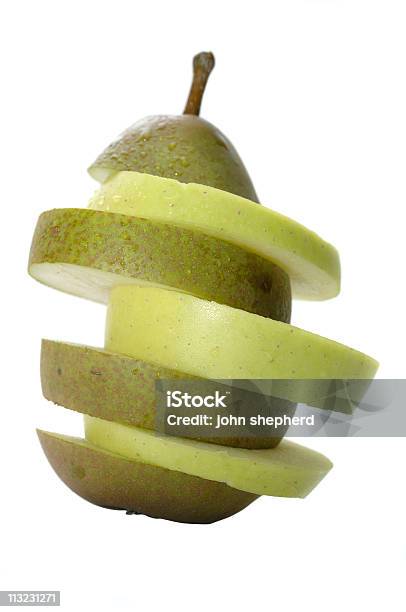 Apple And Pear Slices Making One Fruit Stock Photo - Download Image Now - Apple - Fruit, Bizarre, Change