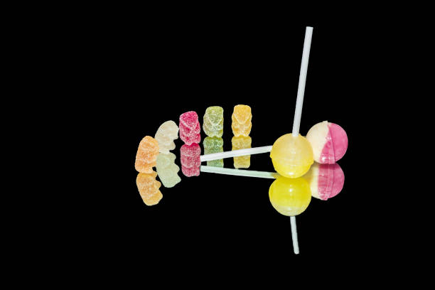 Pictured lollipops in a white background.
