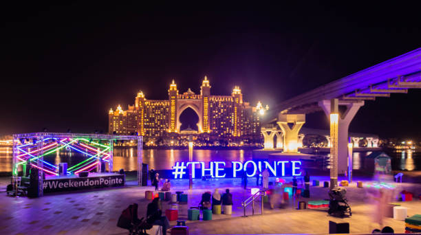 Atlantis, The Palm, The multi-million dollar Atlantis Resort, Hotel & Theme Park at the Palm Jumeirah Island, A view from The Pointe Dubai, UAE stock photo