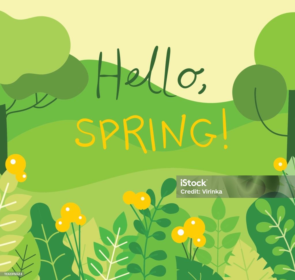 Hello Spring Stock Illustration - Download Image Now - Springtime ...