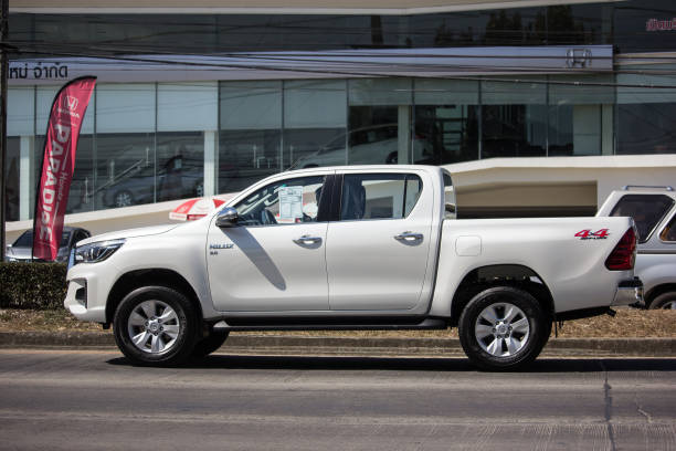Private Pickup Truck Car Toyota Hilux Revo Chiangmai, Thailand - February 7 2019:  Private Pickup Truck Car Toyota Hilux Revo. On road no.1001, 8 km from Chiangmai city. toyota hilux stock pictures, royalty-free photos & images