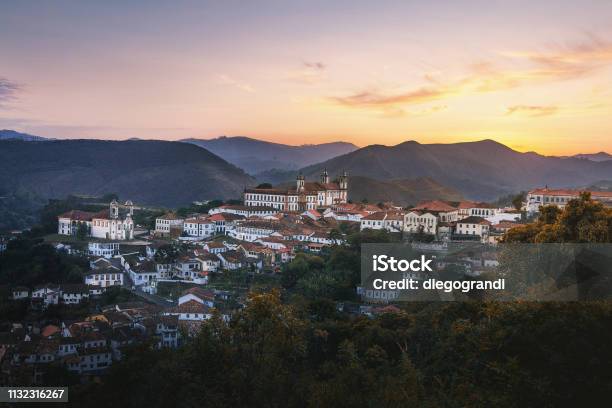 Aerial View Of Ouro Preto City At Sunset Minas Gerais Brazil Stock Photo - Download Image Now