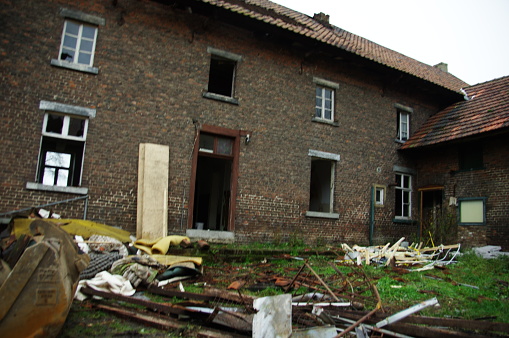 Abandoned old empty rural house that collapses from time to time, Ukraine