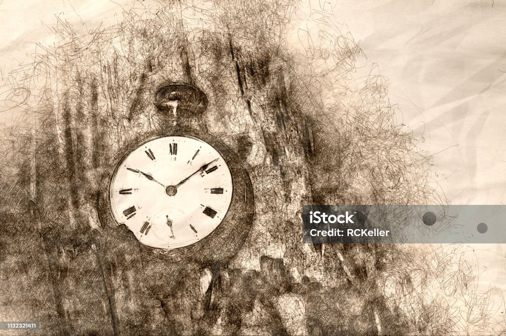 Sketch Showing That It is All About the Passage of Time Aging Process stock illustration