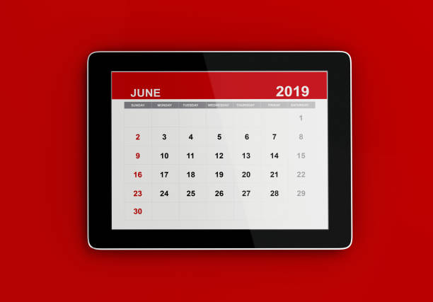 istock Red June 2019 Calendar On Red Background 1132321835