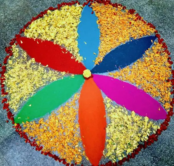 Multi colored rangoli