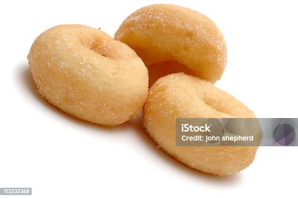 Isolated Frosted Mini Doughnuts Against White Stock Photo - Download Image Now - Color Image, Doughnut, Horizontal
