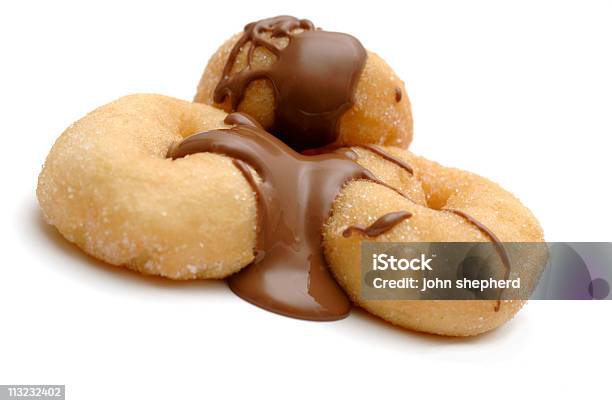 Isolated Mini Doughnits Covered In Milk Chocolate Stock Photo - Download Image Now - Chocolate Dipped, Doughnut, Chocolate