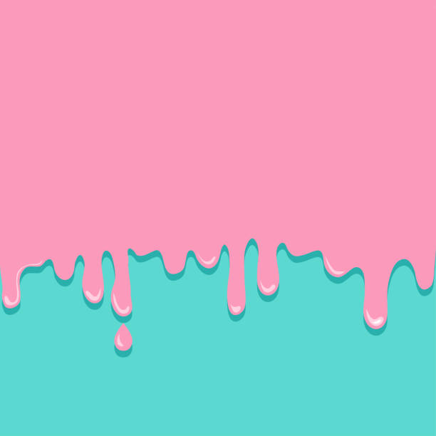 ilustrações de stock, clip art, desenhos animados e ícones de sweet caramel background. dripping pink caramel on azure background. vector illustration - paint drops