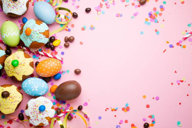 istock Sweet easter party background in pink 1132326786