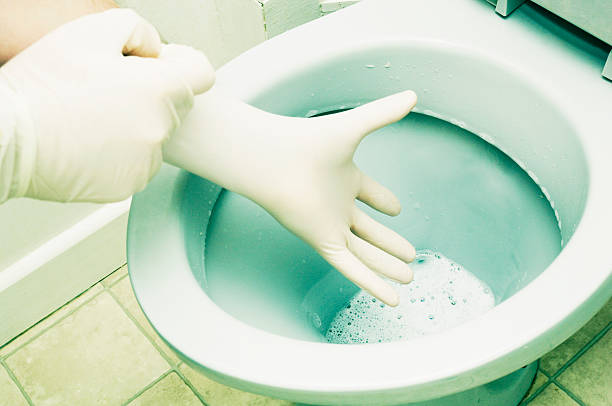 house cleaning, toilet bowl rubber gloves house cleaning, toilet bowl rubber gloves cross processed stock pictures, royalty-free photos & images