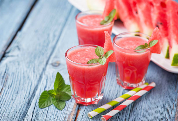 istock Glasses of watermelon smoothie with mint 1132328252